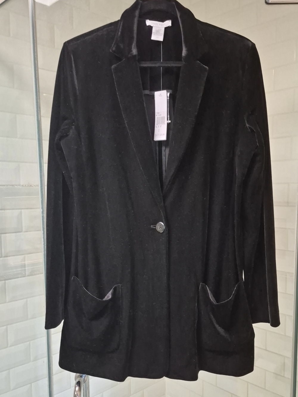 NWT Joan Vass Black Velvet Jacket/Blazer Retail $318. Sz L